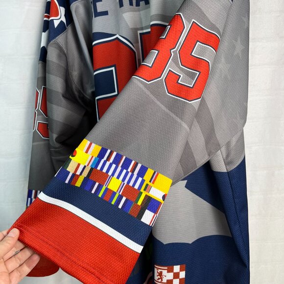 5ivehole Men's #35 Ice Hawks Hockey Jersey Shirt NA3HL Size XL Heavy America USA - Picture 7 of 11